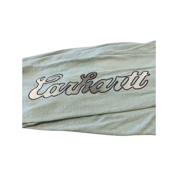 Carhartt Womens XXL 20 Sage Green Loose Fit Logo Long Sleeve Tee T Shirt Top - Picture 4 of 7